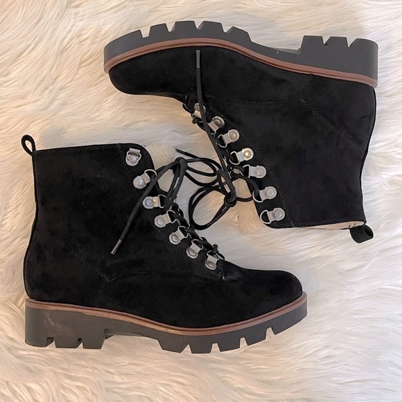 Cliffs By White Mountain Black Suede Sherpa Lined Hiking Gorpcore Boots - Picture 2 of 15